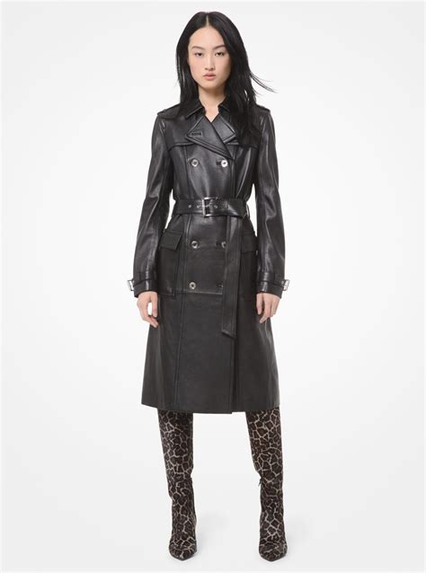 mk trench coat|michael kors leather trench coat.